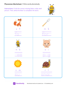 worksheet-Write-Words-Phonetically---Bee