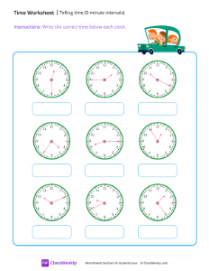 Telling time (5 minute intervals) - Car-worksheet