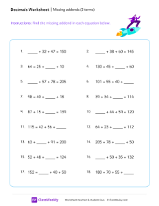 Missing addends (3 terms) - Rocket-worksheet