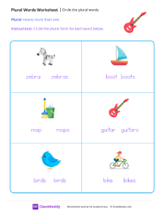 worksheet-Circle-the-plural-words---Guitar