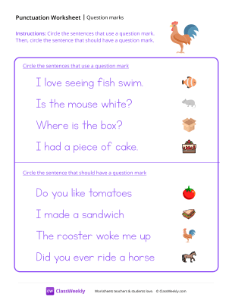 Questions Marks - Rooster-worksheet