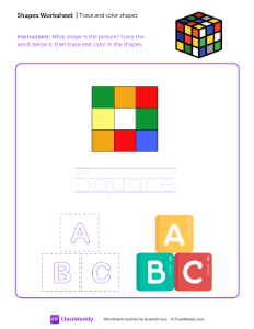 Trace and color shapes - Square-worksheet