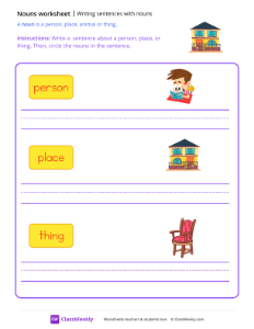 Writing Sentences With Nouns - Home-worksheet