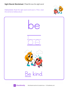 Read & trace the sight word - Be-worksheet