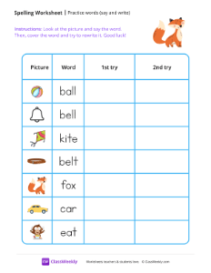 worksheet-Practice-words-(say-and-write)---Fox