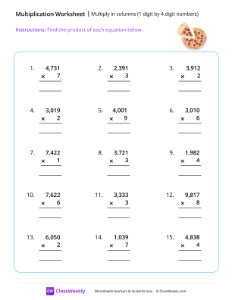 worksheet-Multiply-1-by-4-digit-numbers---Pizza