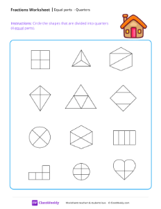 Equal parts - Quarters-worksheet