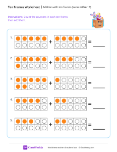 Addition with ten frames (sums within 10) - Toy box-worksheet