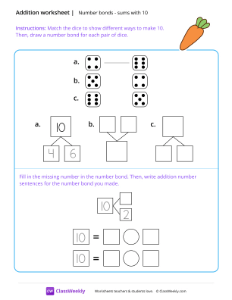 Number bonds (sums with 10) - Carrot-worksheet