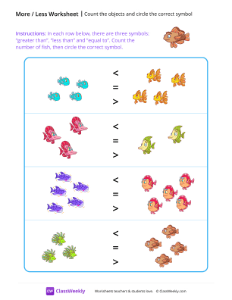 Count the Objects and Circle the Correct Symbol - Brown Fish-worksheet