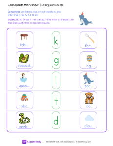 Ending Consonants - Seal-worksheet