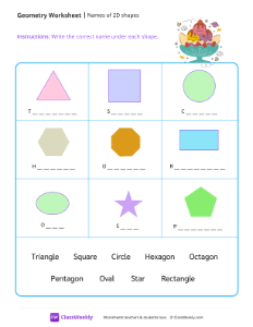 Names of 2D shapes - Sundae-worksheet