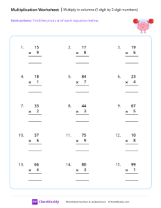 Multiply 1 digit by 2 digits - Muscles-worksheet