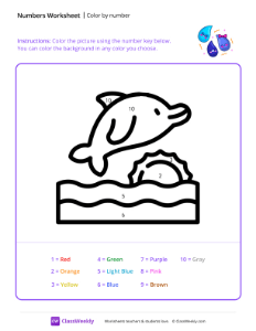 Color by Number (Dolphin) - Happy Drops-worksheet