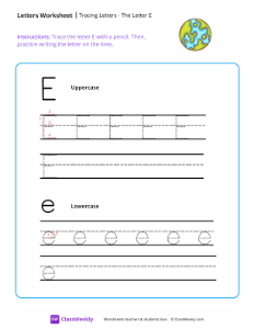 Tracing Letters - The Letter E-worksheet