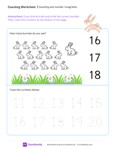 Counting and number recognition (16) - Rabbit-worksheet