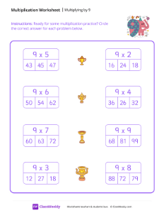 Multiply by 9 - Nine Elephants-worksheet