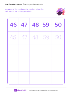 Writing numbers 46 to 50 - Graduate-worksheet