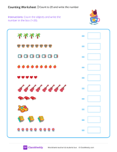 Counting Objects (1-20) - Pup Cup-worksheet