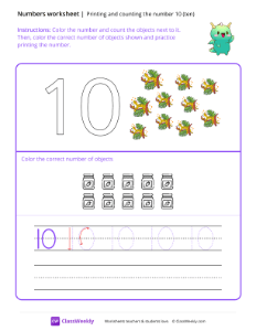 Count and Print (10) - Alien-worksheet