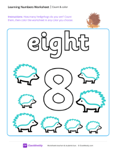 Count and Color - Eight-worksheet