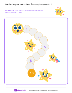 Counting in sequence (1-10) - Happy Star-worksheet