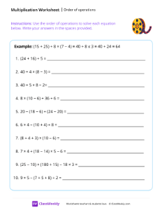 Order of operations - Reel-worksheet