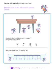 Counting and using number lines - Mice-worksheet