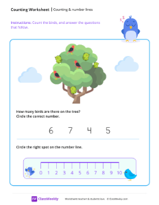 worksheet-Counting-and-number-lines---Bird