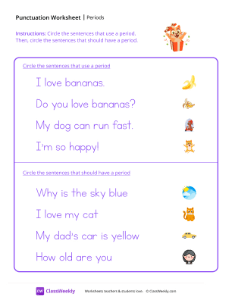 Periods - Cat Surprise-worksheet