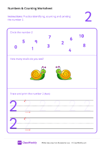 Counting and Tracing Numbers: 2-worksheet