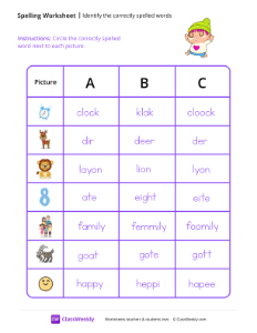 Identify the Correctly Spelled Words - Jog-worksheet