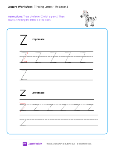 Tracing Letters - The Letter Z-worksheet