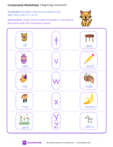 Beginning Consonants - Cat-worksheet