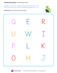 Identifying Vowels - Iguana-worksheet