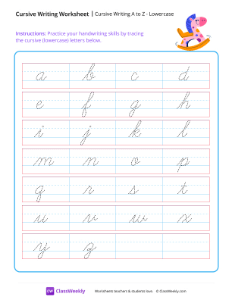 Cursive Writing A to Z - Lowercase-worksheet