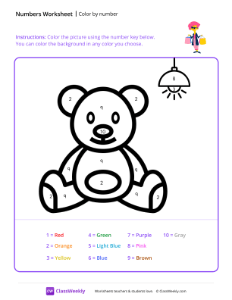 Color by Number (Teddy Bear) - Shopping-worksheet