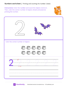 Count and Print (2) - Laughing Cat-worksheet