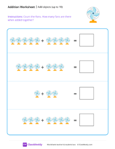 Add objects (up to 10) - Fans-worksheet