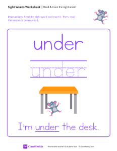 Read & trace the sight word - Under-worksheet