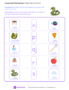 Beginning Consonants - Snake-worksheet