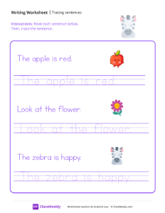 Tracing Sentences - Zebra-worksheet