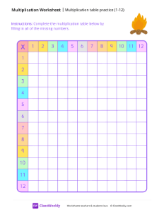 Multiplication Table Practice - Camp Fire-worksheet