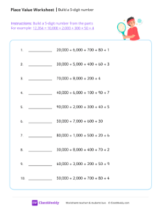 Build a 5-digit number - Tennis-worksheet