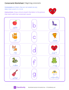 Beginning Consonants - Heart-worksheet