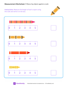 worksheet-Measuring-objects-against-a-scale-(length)---Crayon