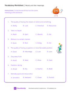 Words and their meanings - Glass Pumpkin-worksheet