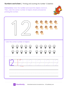 Count and Print (12) - Parrot-worksheet