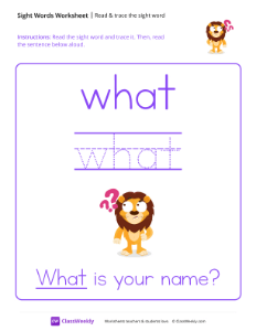 Read & trace the sight word - What-worksheet