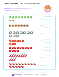 Counting Objects (1-20) - Puppy Love-worksheet